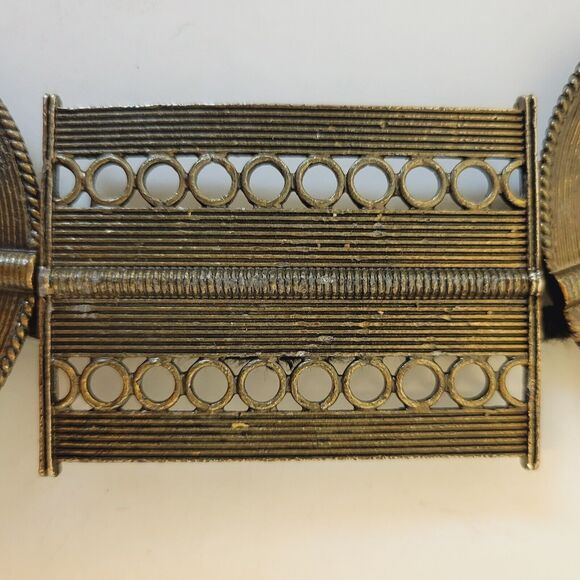 Vintage Rare Brass Boho Link Chain Medalion Heavy Belt Necklace - Picture 9 of 11